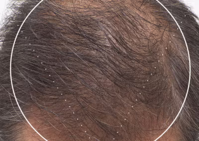 Nutrafol Men Over 50 before image shows man's scalp with signs of thinning hair