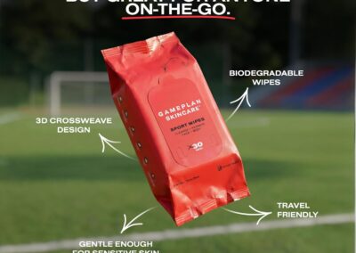 GamePlan Sport Wipes are gentle, biodegradable, travel friendly, and have a 3D crossweave design.