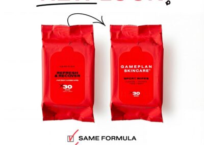 GamePlan Sport Wipes packaging has changed, but it's still the same great product.